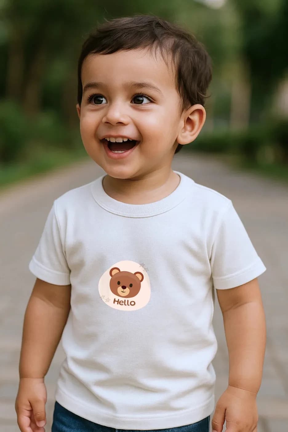 Toddler's Hello Teddy Premium Cotton Tshirt