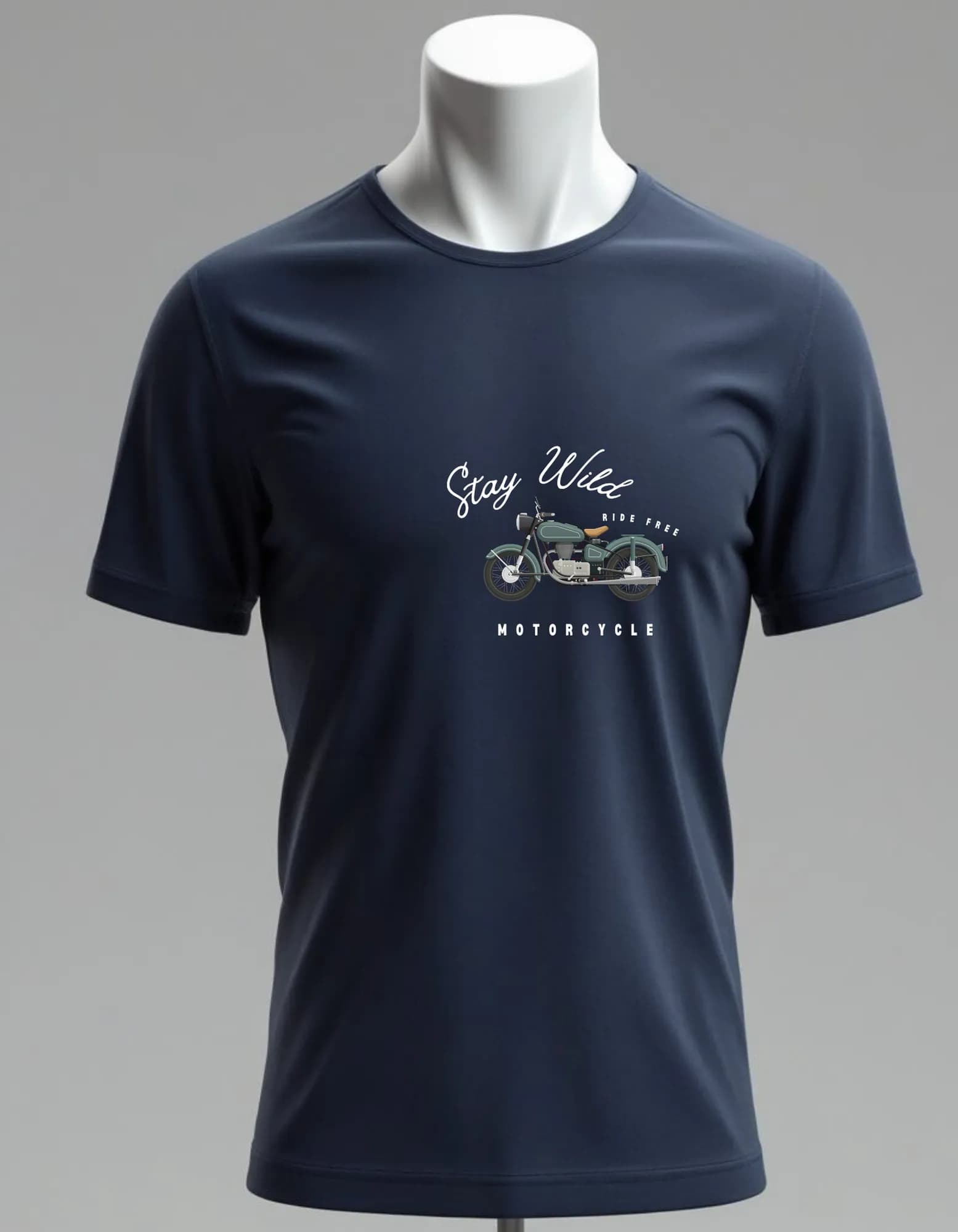 Cotton Stretch Stay Wild T-shirt Navy Blue Unisex Premium cotton | Dripsquadx