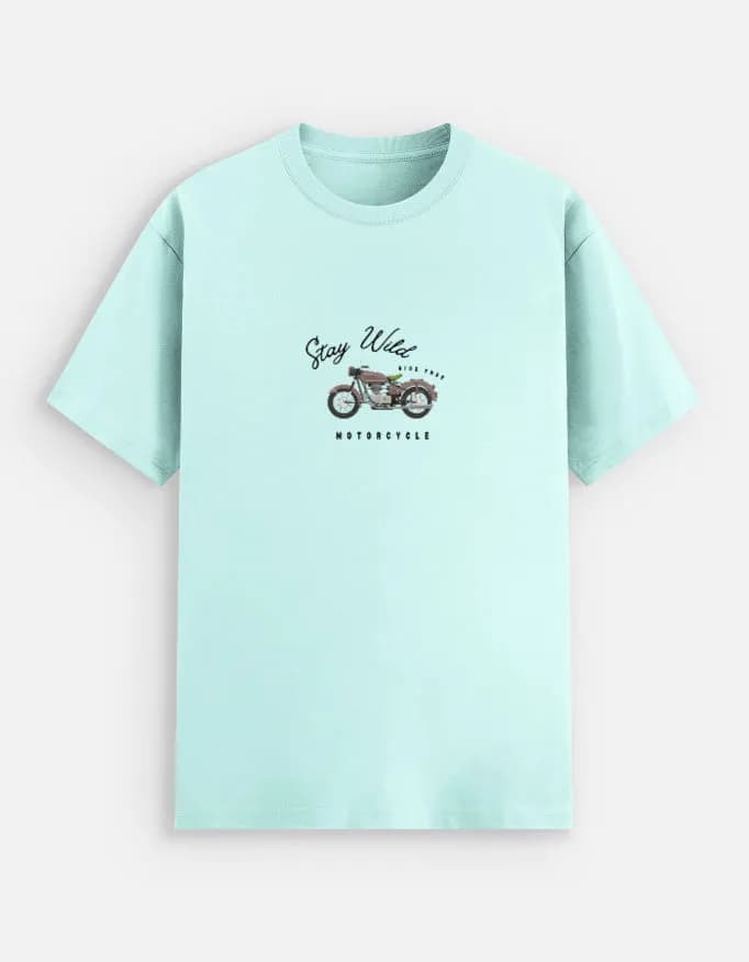 Premium Cotton Unisex Stretch Tshirt Stay Wild Mint