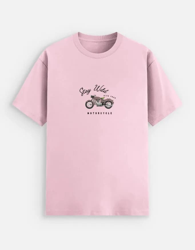Premium Cotton Unisex Stretch Tshirt Stay Wild Pink
