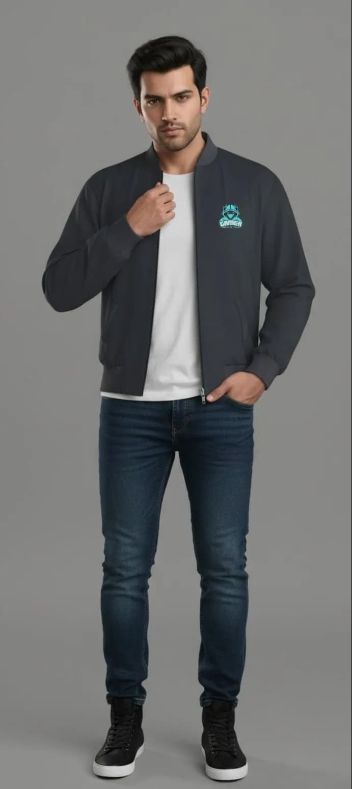 Unisex Gamer Esports Bomber Jacket Black 320 GSM Premium cotton | Dripsquadx