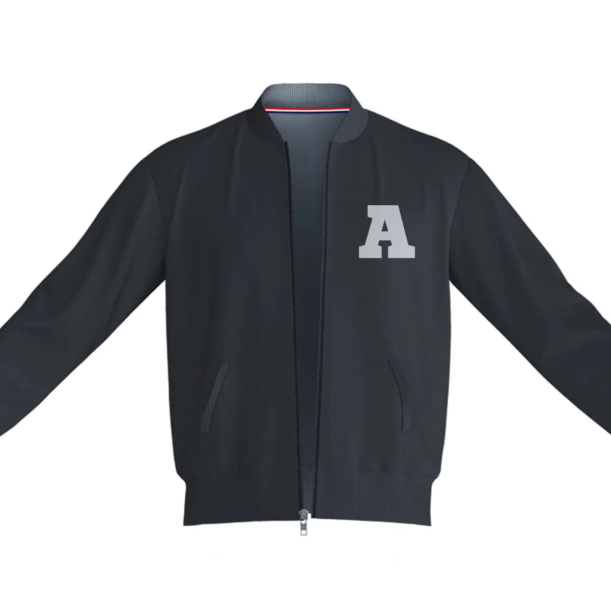 Unisex Letter A Bomber Jacket Black 320 GSM Premium cotton | Dripsquadx