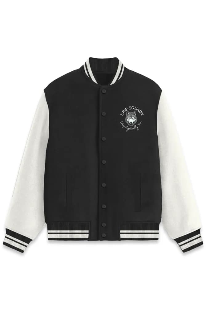 Unisex Unapologetic Me Varsity Jacket Black 320 GSM Premium cotton | Dripsquadx Bold, Fierce, and Timeless