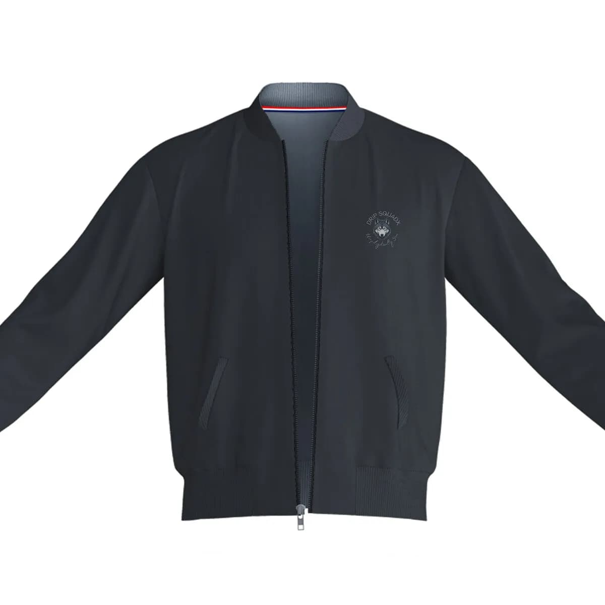 Unisex wolf Bomber Jacket Black 320 GSM Premium cotton | Dripsquadx Fierce Style