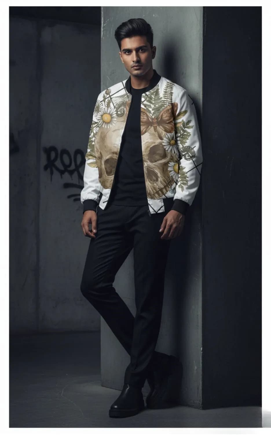 Unisex Elegance in Chaos Bomber Jacket White 240 GSM Fleece | Dripsquadx