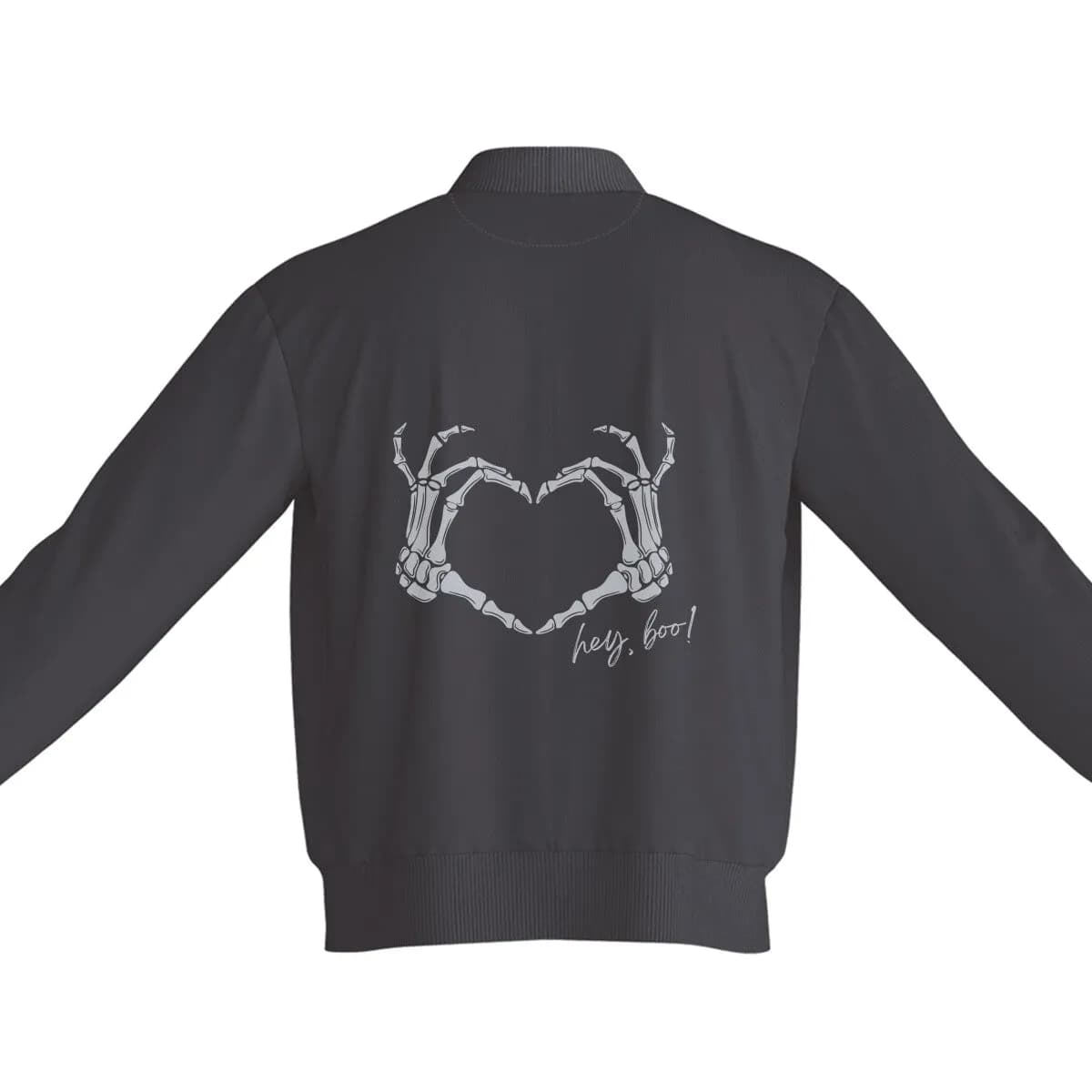 Unisex Hey Boo Bomber Jacket Black 320 GSM Premium cotton | Dripsquadx